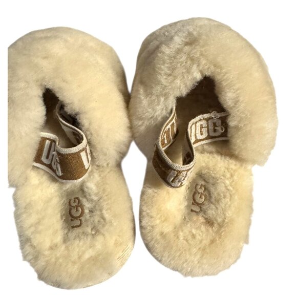 Ugg  Fluff Yeah Toddler size Slippers With Logo Strap Beige‎ Size 8 - Picture 6 of 8